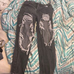 Distressed Black Women Jeans